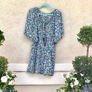 Rebecca Taylor Tassel Floral Elastic Waist Dress